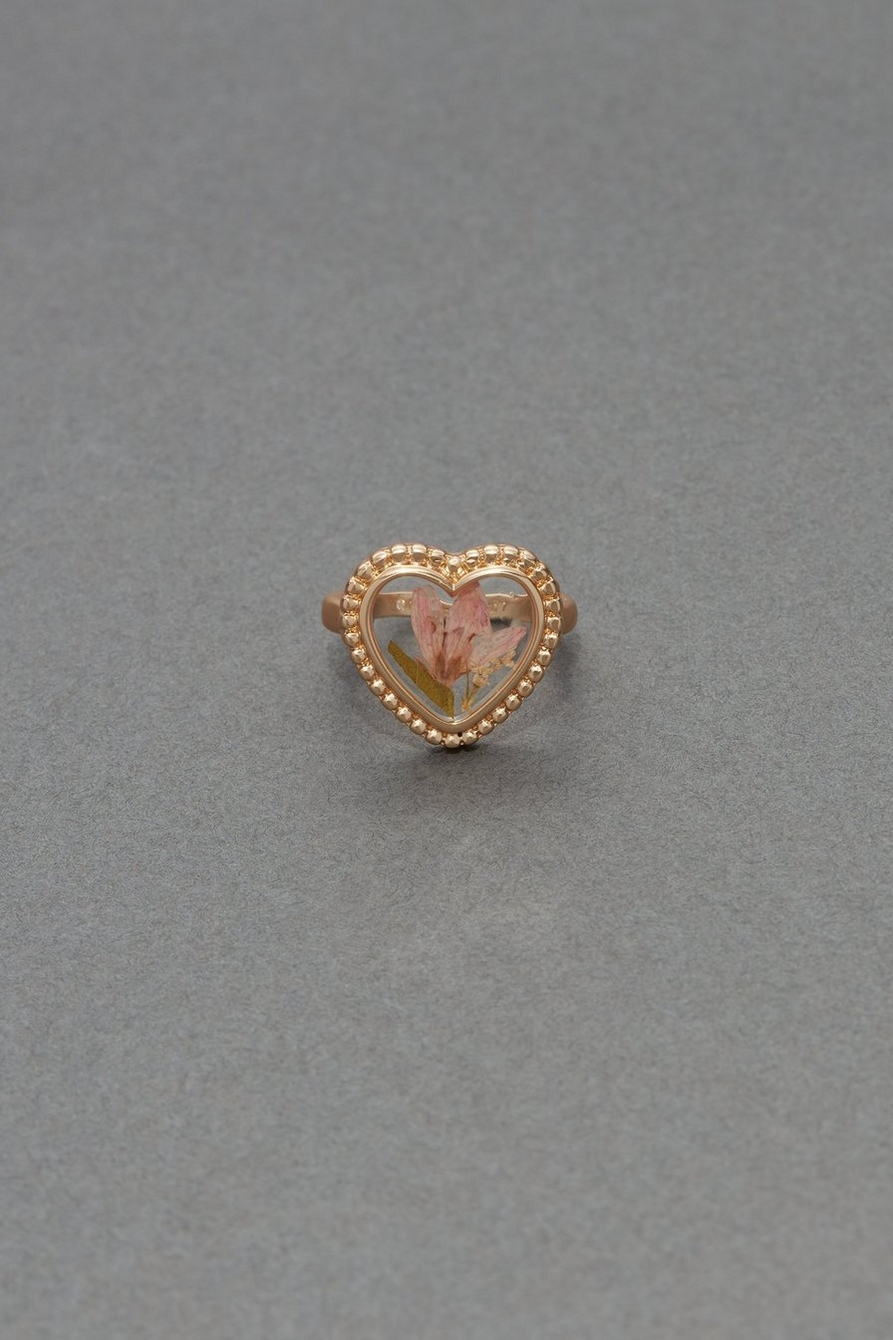 pressed flower heart ring